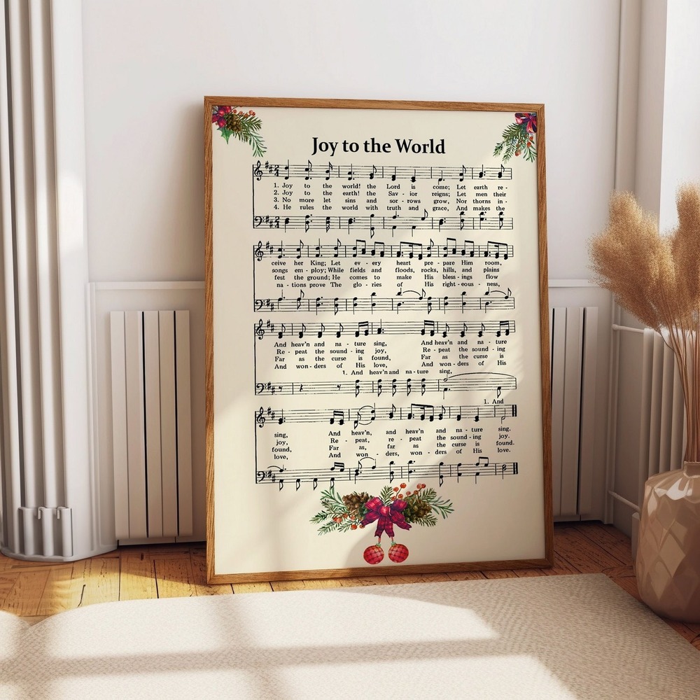 Christmas Music Wall Art Joy To The World Hymn Music Sheet